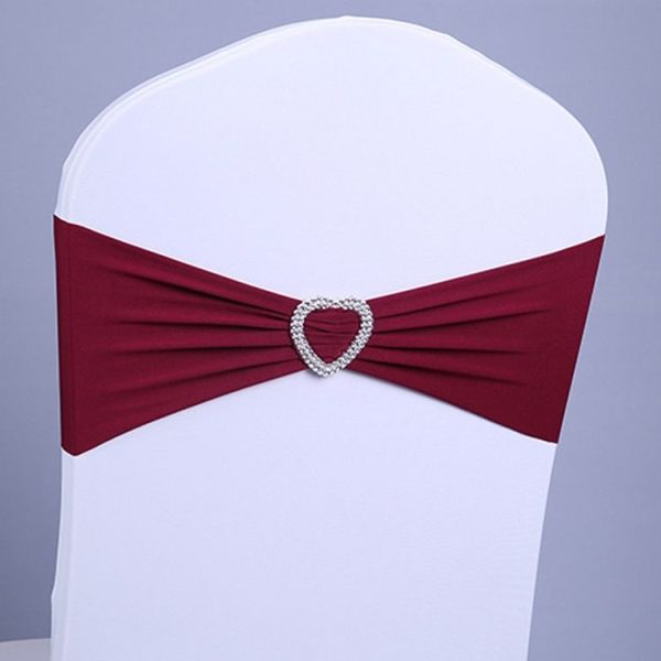 15x35cm Tie-Free Stretch Chair Back Flower Bow Chair Cover Hotel Chair Back Strap Decoration (Claret)