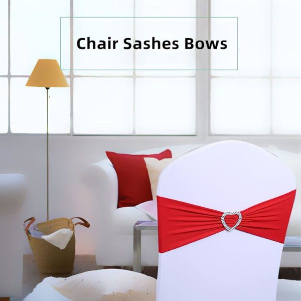 15x35cm Tie-Free Stretch Chair Back Flower Bow Chair Cover Hotel Chair Back Strap Decoration (Claret) - Image 5