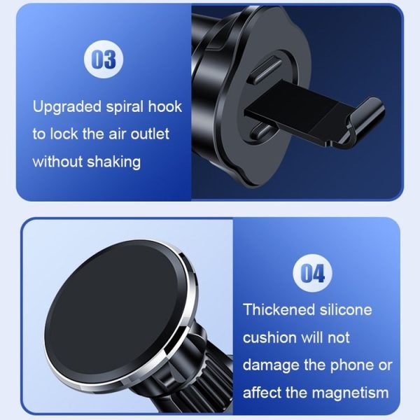 Aluminum Alloy Rotatable Magnetic Car Air Outlet Mobile Phone Holder (Silver) - Image 9