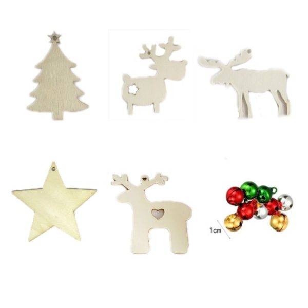 10pcs / set Wooden Christmas Tree Pendants Hand-painted Decorative DIY Wood Chips (Random Style) - Image 3