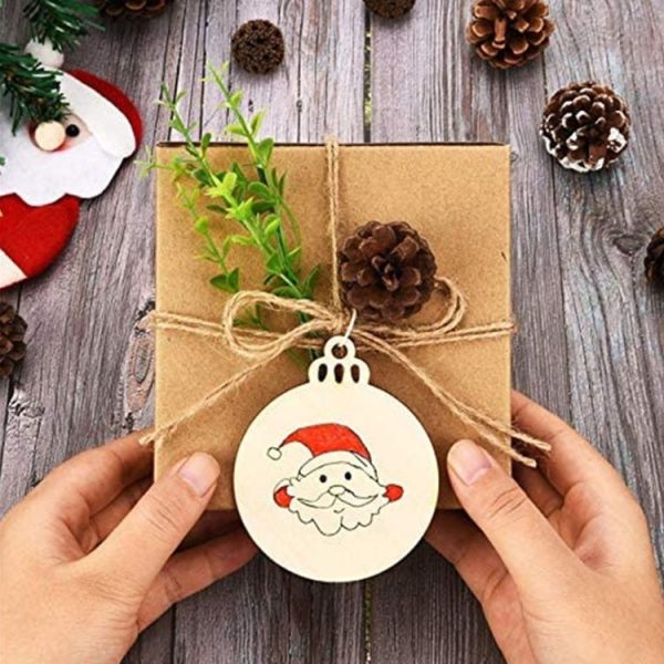 10pcs / set Wooden Christmas Tree Pendants Hand-painted Decorative DIY Wood Chips (Random Style) - Image 4