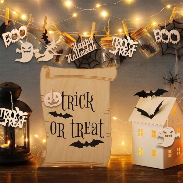 10pcs / set Halloween Decorations Holiday Party Wooden Pendants (Random Style Delivery) - Image 10