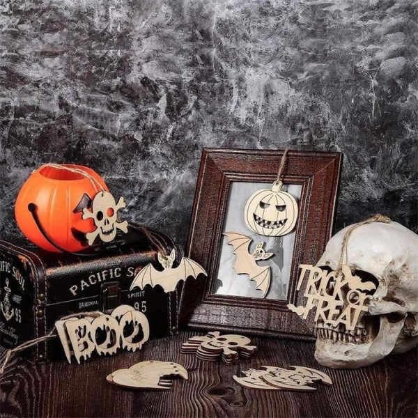 10pcs / set Halloween Decorations Holiday Party Wooden Pendants (Random Style Delivery) - Image 8