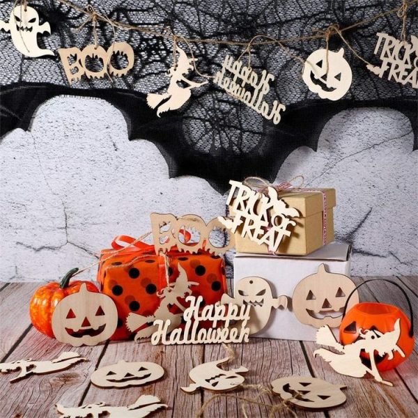 10pcs / set Halloween Decorations Holiday Party Wooden Pendants (Random Style Delivery) - Image 9