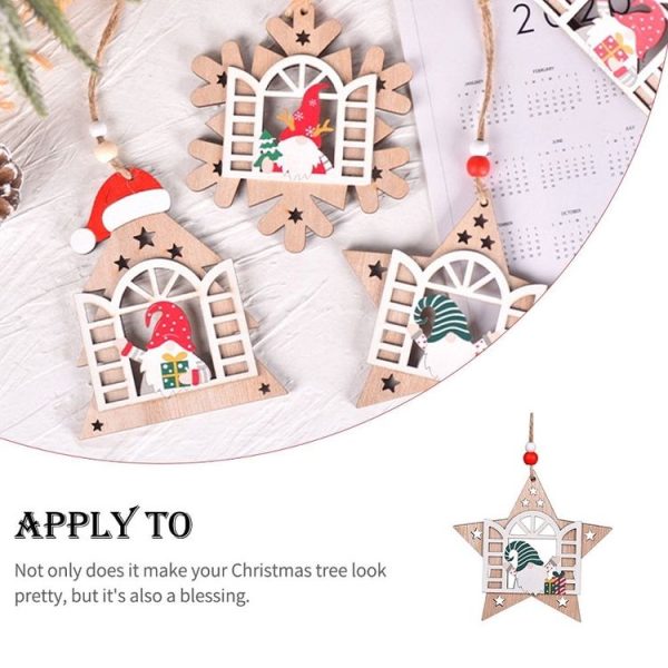 Christmas Open Window Santa Tree Wood Decoration, Color: No.1 - Image 3