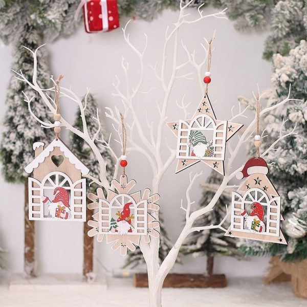 Christmas Open Window Santa Tree Wood Decoration, Color: No.1 - Image 5