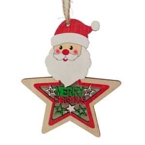 10pcs / set Colorful Wooden Christmas Tree Snowman Pendant Decoration (Random Style Delivery)