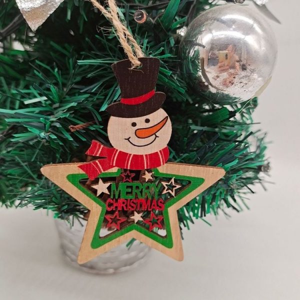 10pcs / set Colorful Wooden Christmas Tree Snowman Pendant Decoration (Random Style Delivery) - Image 3