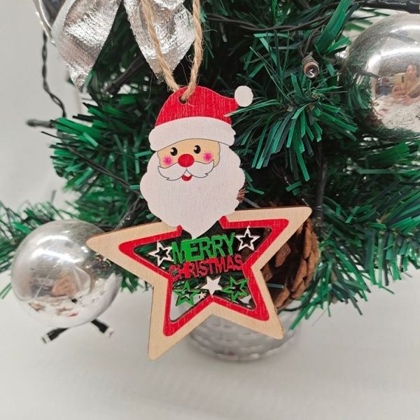 10pcs / set Colorful Wooden Christmas Tree Snowman Pendant Decoration (Random Style Delivery) - Image 4