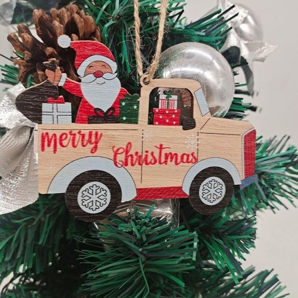 10pcs / set Colorful Wooden Christmas Tree Snowman Pendant Decoration (Random Style Delivery) - Image 6