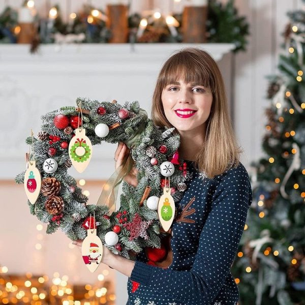 50pcs / set Christmas Hanging Wood Chip Light Bulb DIY Blank Hanging Tag - Image 6
