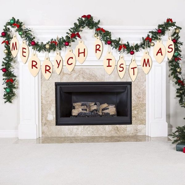 50pcs / set Christmas Hanging Wood Chip Light Bulb DIY Blank Hanging Tag - Image 7