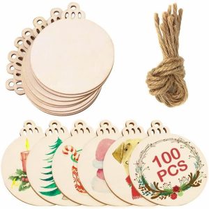 10pcs / Set Wood Chip Hand-Painted Christmas Tree Props Christmas Pendants, Size: 9x7.6cm