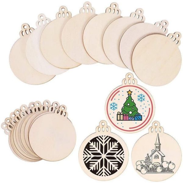 10pcs / Set Wood Chip Hand-Painted Christmas Tree Props Christmas Pendants, Size: 9x7.6cm - Image 4