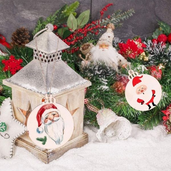 10pcs / Set Wood Chip Hand-Painted Christmas Tree Props Christmas Pendants, Size: 9x7.6cm - Image 5