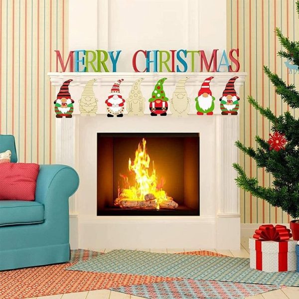 4pcs / set Christmas Tree DIY Painting Wooden Dwarf Elf Hanging Decorations - Image 4