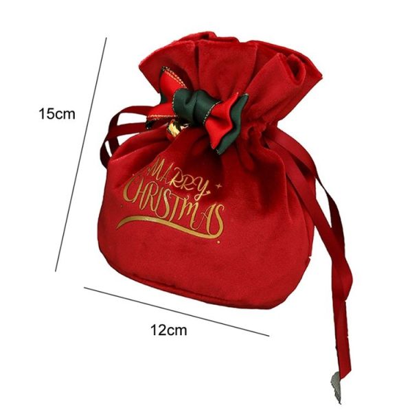 Christmas Gift Bag Christmas Eve Velvet Candy Bundle Bag, Color: Dark Green Style 1 - Image 3