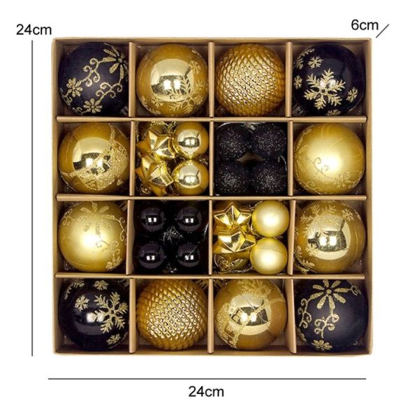 44pcs / set 3-6cm Christmas Ball Painted Pendant Electroplated Ball Ornaments, Color: Golden Red Green - Image 3