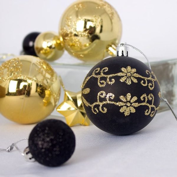44pcs / set 3-6cm Christmas Ball Painted Pendant Electroplated Ball Ornaments, Color: Golden Red Green - Image 4
