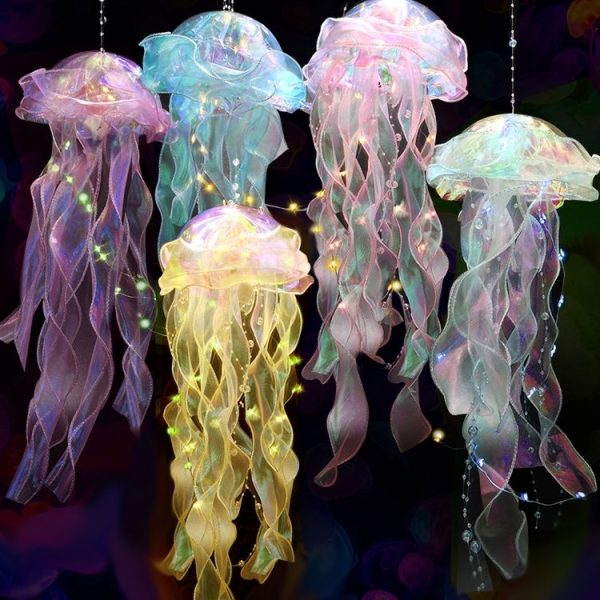 Luminous Jellyfish Lamp Finished Night Light Room Decoration Ambient Light (Random Color) - Image 3