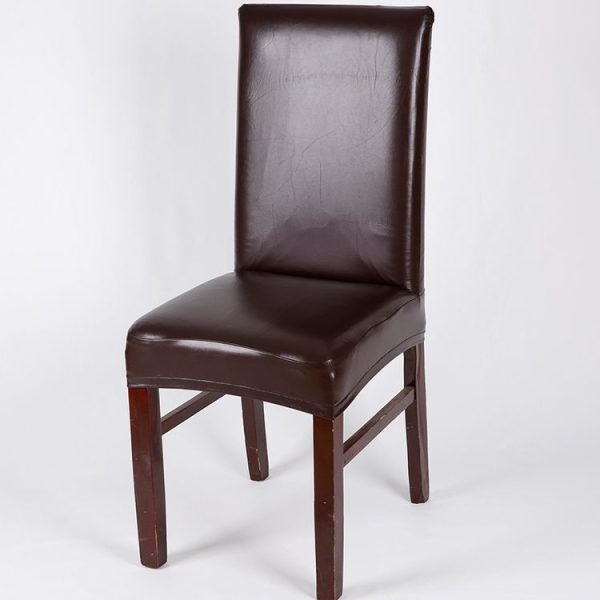 Household Elastic Siamese Chair Cover Waterproof PU Leather Hotel Seat Stool Sleeves (Coffee)