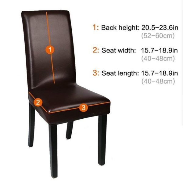 Household Elastic Siamese Chair Cover Waterproof PU Leather Hotel Seat Stool Sleeves (Coffee) - Image 3