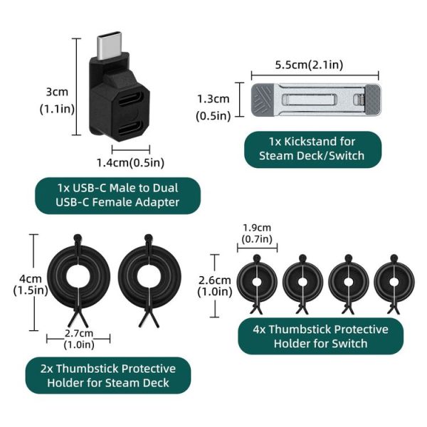 JYS JYS-SD015 8pcs / set Raptor Protective Kit With Bracket For Switch / Switch OLED / Switch Lite / Steam Deck (Black) - Image 2
