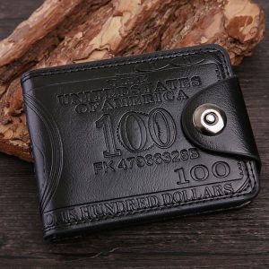 Retro Dollar Pattern Magnetic Buckle Multi-card Slot Wallet (Black)