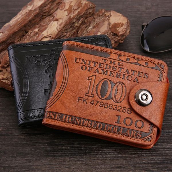 Retro Dollar Pattern Magnetic Buckle Multi-card Slot Wallet (Black) - Image 2