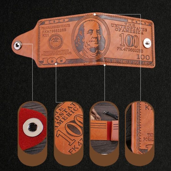 Retro Dollar Pattern Magnetic Buckle Multi-card Slot Wallet (Black) - Image 4
