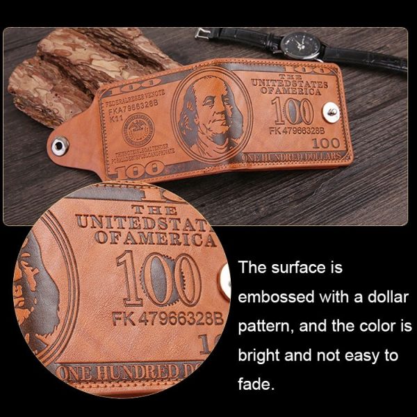 Retro Dollar Pattern Magnetic Buckle Multi-card Slot Wallet (Black) - Image 5