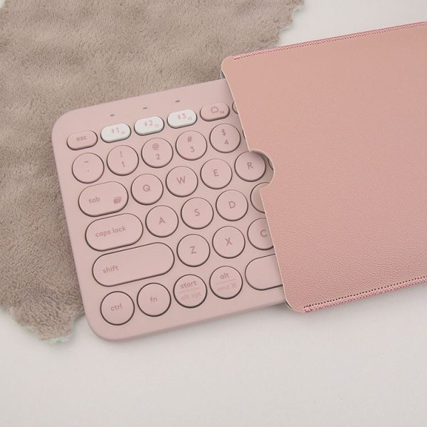 Logitech K380 Leather Keyboard Thin and Lightweight Portable Liner Bag Waterproof Protective Cover (Pink) - Image 8