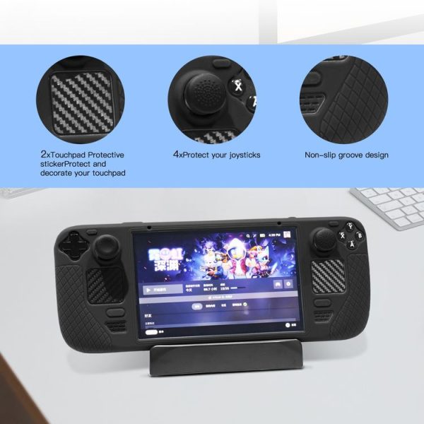 JYS JYS-SD011 For Steam Deck 7pcs / set Host Silicone Case With Joystick Cap+Touch Board Sticker Set (Red) - Image 5