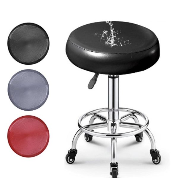 Diameter 28-35cm Simple PU Leather Stretch Round Stool Cover Waterproof Lift Chair Cover (Red) - Image 2