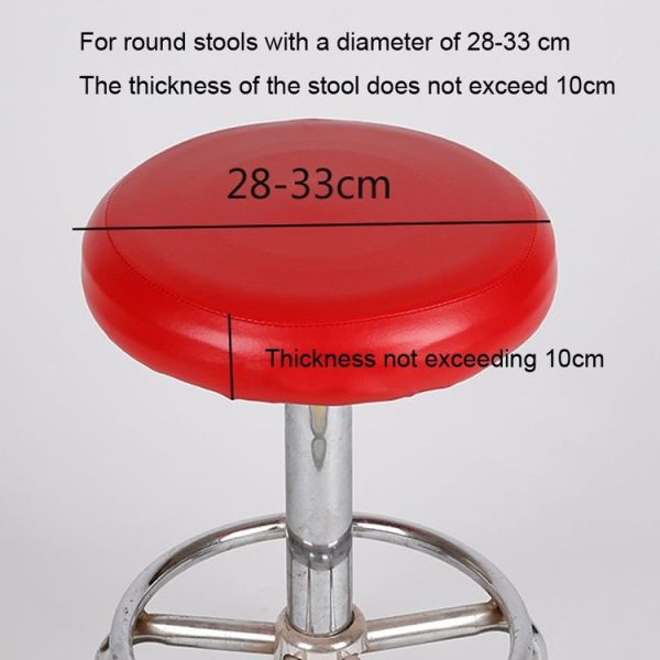 Diameter 28-35cm Simple PU Leather Stretch Round Stool Cover Waterproof Lift Chair Cover (Red) - Image 5