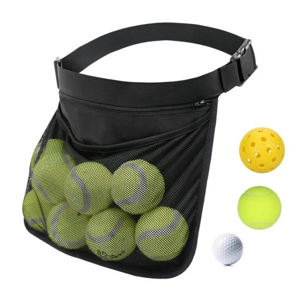 Portable Ball Waist Pack Tennis Ball Storage Bag (Black) - Image 2