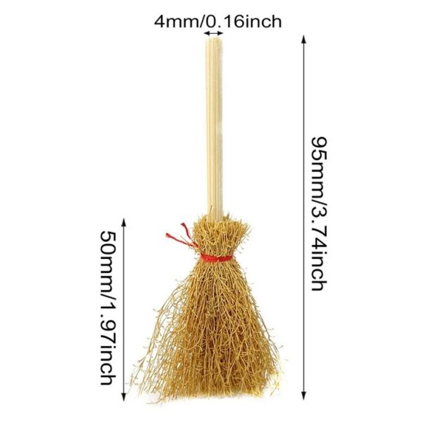 5pcs Halloween Mini Broom Ornaments Witch Broom Toy Accessories Red Rope 4cm x 9.5cm - Image 2
