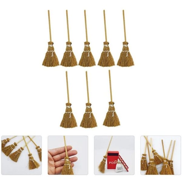 5pcs Halloween Mini Broom Ornaments Witch Broom Toy Accessories Red Rope 4cm x 9.5cm - Image 4
