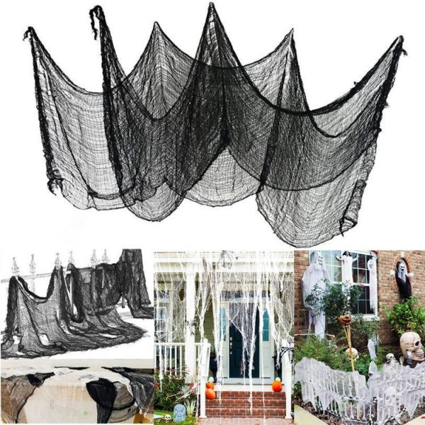 76 x 183cm Halloween Gauze Roving Polyester Cotton Haunted House DIY Decorative Gauze (Black) - Image 2