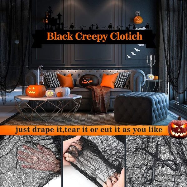 76 x 183cm Halloween Gauze Roving Polyester Cotton Haunted House DIY Decorative Gauze (Black) - Image 4