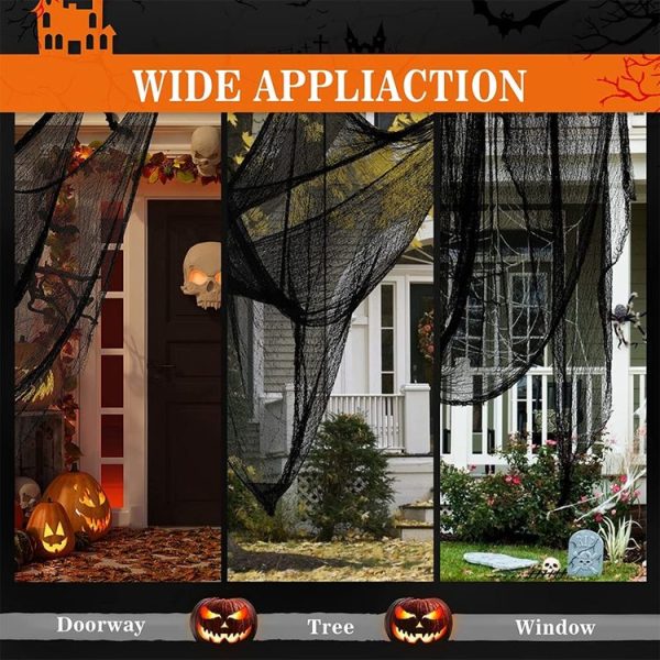 76 x 183cm Halloween Gauze Roving Polyester Cotton Haunted House DIY Decorative Gauze (Black) - Image 5