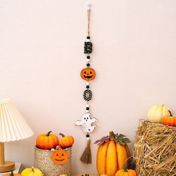 Halloween Home Party Bead Hanging Tag Holiday Scene Decoration Props (Ghost)
