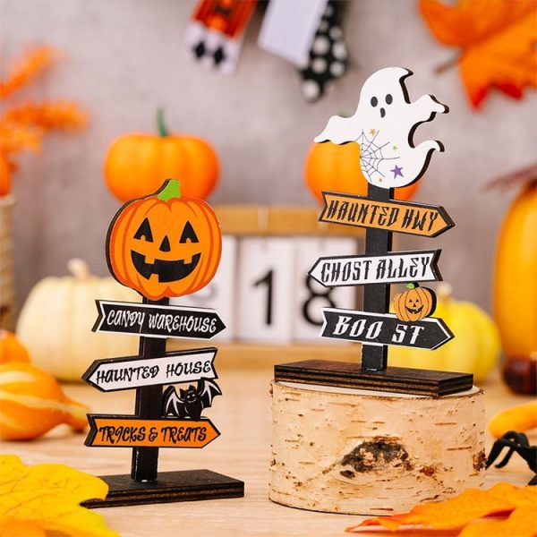 Halloween Guide Wooden Ornaments Cartoon Letters Decoration Supplies (Pumpkin Model) - Image 2