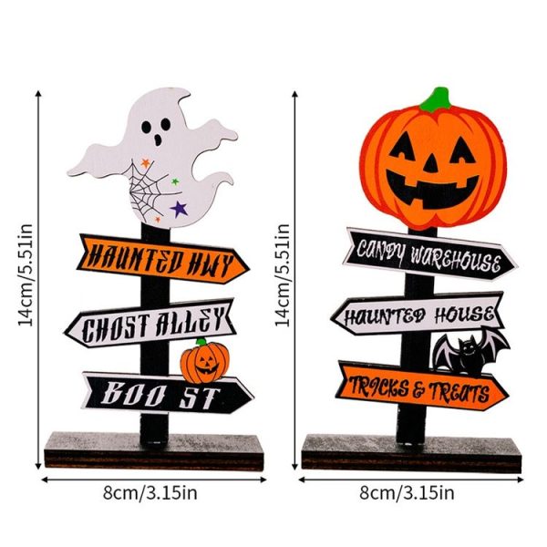 Halloween Guide Wooden Ornaments Cartoon Letters Decoration Supplies (Pumpkin Model) - Image 3