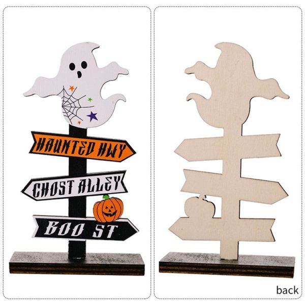 Halloween Guide Wooden Ornaments Cartoon Letters Decoration Supplies (Pumpkin Model) - Image 4