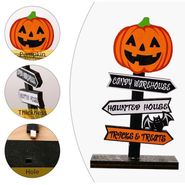 Halloween Guide Wooden Ornaments Cartoon Letters Decoration Supplies (Pumpkin Model) - Image 5