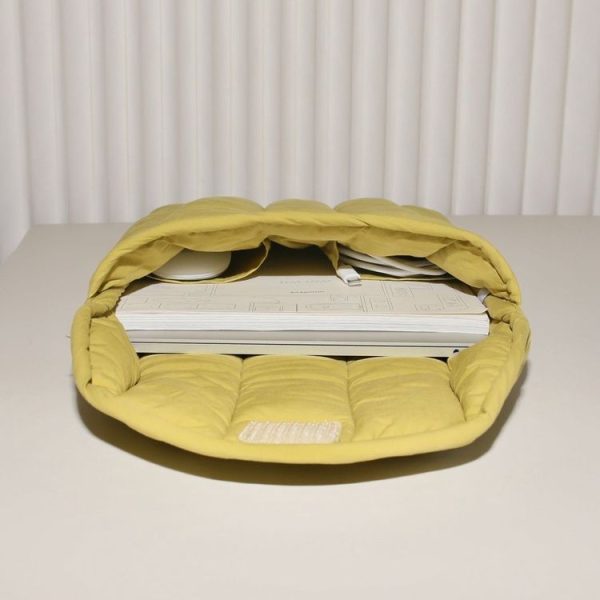 9.7-11 inch Flat Cotton Embroidery Inner Bag Lightweight Space Cotton Protective Case (Yellow Green) - Image 4
