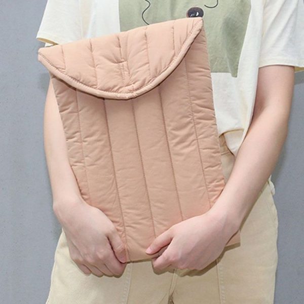 15.6-16 inch Flat Cotton Embroidery Inner Bag Lightweight Space Cotton Protective Case (Orange Pink)