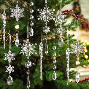10pcs / set Transparent Snowflake Ice Pick Set Christmas Decoration Supplies