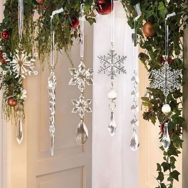 10pcs / set Transparent Snowflake Ice Pick Set Christmas Decoration Supplies - Image 2